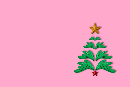 Christmas tree with stars shiny  New Year and christmas Concept with copy space , Greeting cardの写真素材