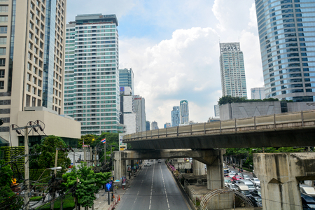 Bangkok, Thailand -October 25, 2018 : Building office of Sathorn business center city in bangkok.のeditorial素材