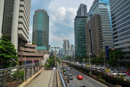 Bangkok, Thailand -October 25, 2018 : Building office of Sathorn business center city in bangkok.のeditorial素材