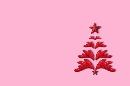 Christmas tree with stars shiny  New Year and christmas Concept with copy space , Greeting cardの写真素材