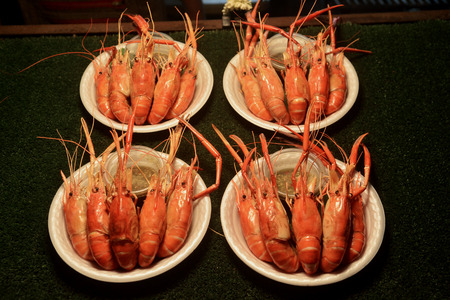 Shrimp grilled bbq seafood on plate , Thai seafood styleの写真素材