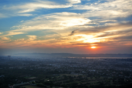 Top view Beautiful sunset in Mandalay from  Mandalay Hill, Myanmar (Burma).の写真素材