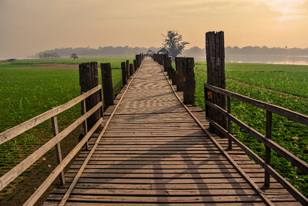 U bein bridge at Amarapura city, Mandalay, Myanmar.の写真素材
