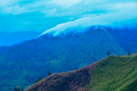 Beautiful  nature view of lake Toba from Berastagi, Medan, Indonesia.の写真素材