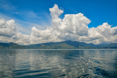 Beautiful view of  Lake Toba. This view from Samosir Island, North Sumatra, Indonesiaの写真素材