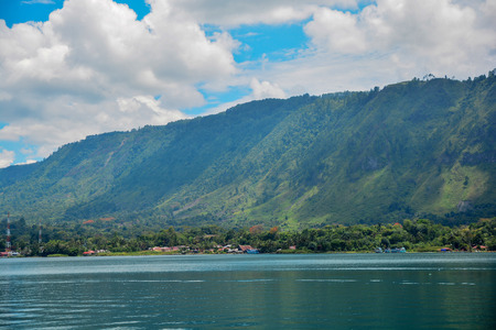 Beautiful view of  Lake Toba. This view from Samosir Island, North Sumatra, Indonesiaの写真素材