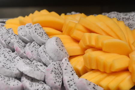 Dragon fruit and Cantaloupe, Fruits for healthy.の写真素材