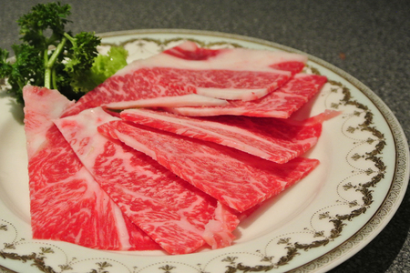 Wagyu beef with garlic,salt and pepper/Wagyu beef,  Japanese beefの写真素材