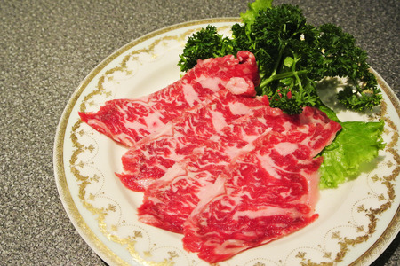 Wagyu beef with garlic,salt and pepper/Wagyu beef,  Japanese beefの写真素材