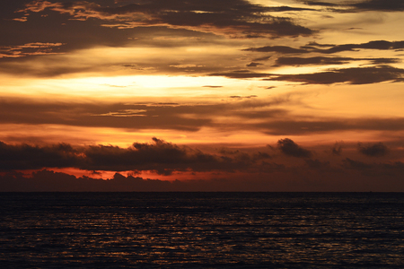 Colorful of sunset on sea scape at Samila Beach, Songkhla,Sunrise over the beach, Thailandの写真素材
