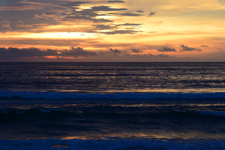 Colorful of sunset on sea scape at Samila Beach, Sunrise over the beach, Phuket, Thailand.の写真素材