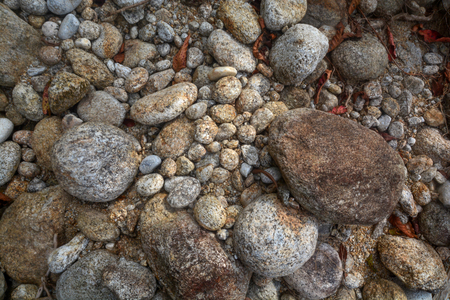 Background of stone wall texture ,Vintage style ,Vintage style, rock and stone ground close up. texture background top viewの写真素材