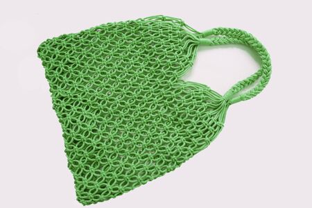 Reusable string shopping eco mesh bag Isolated on wgite background. Concept no plastic, zero waste and eco frendly.の写真素材