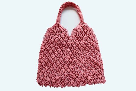 Reusable string shopping eco mesh bag Isolated on wgite background. Concept no plastic, zero waste and eco frendly. with clipping pathの写真素材