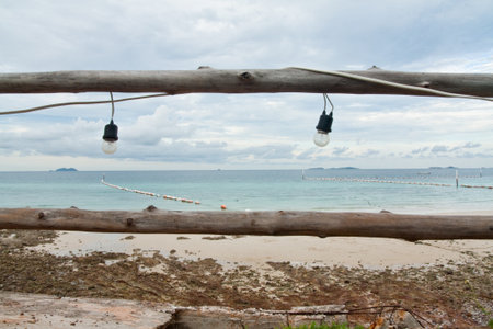 Fence on the beach.の写真素材