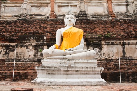 The Buddha at  Ayutthaya old city in Thailand.の写真素材