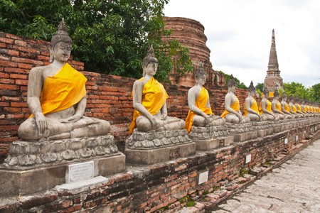 The Buddha at  Ayutthaya old city in Thailand.の写真素材