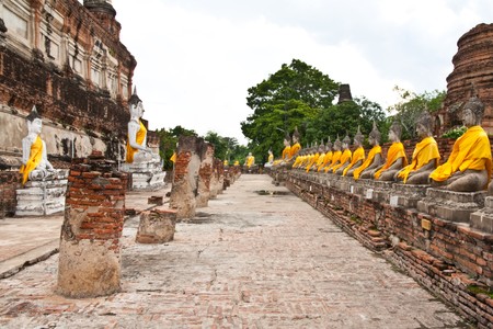 The Buddha at  Ayutthaya old city in Thailand.の写真素材