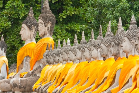 The Buddha at  Ayutthaya old city in Thailand.の写真素材