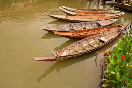 Old boat in waterway from Thailand for transportation and journey.の写真素材