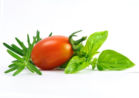 fresh rosemary tomata basilicumの写真素材