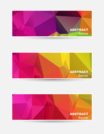Abstract Colorful Triangular Polygonal vector banner setのイラスト素材
