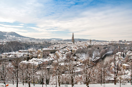 Beautiful winter landscape of Bern , Switzerland with snow coveredの写真素材