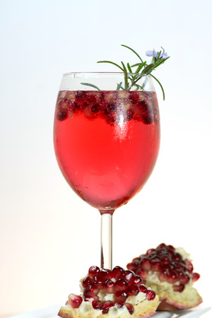 fresh pomegranate prosecco cocktail for summer drinkの写真素材
