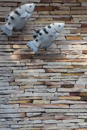 pattern of decorative white slate stone wall surfaceの写真素材