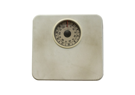 Analog weight scale isolated on white backgroundの写真素材