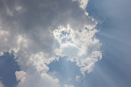 Blue sky with clouds background,beautiful weather.の写真素材