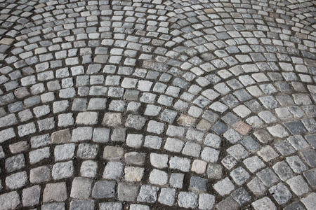 stone pavement in perspectiveの写真素材