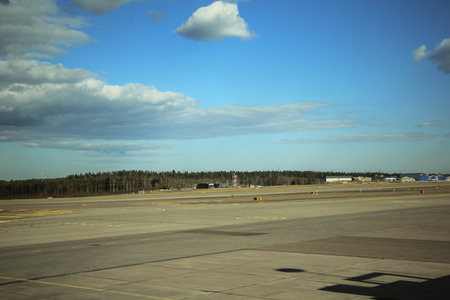 cloud and sky and sun and free space on runway decorationの写真素材