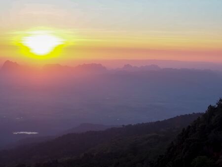 Dawn in the mountains. Morning.の写真素材