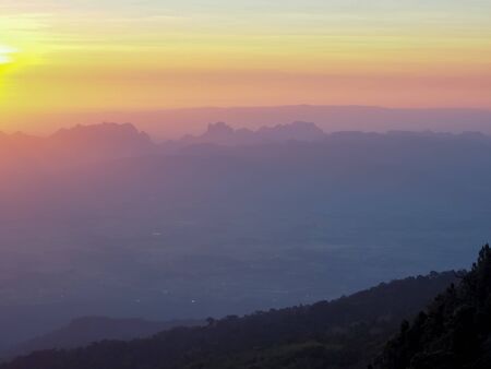Dawn in the mountains. Morning.の写真素材