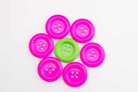 collection of various sewing button on white backgroundの写真素材
