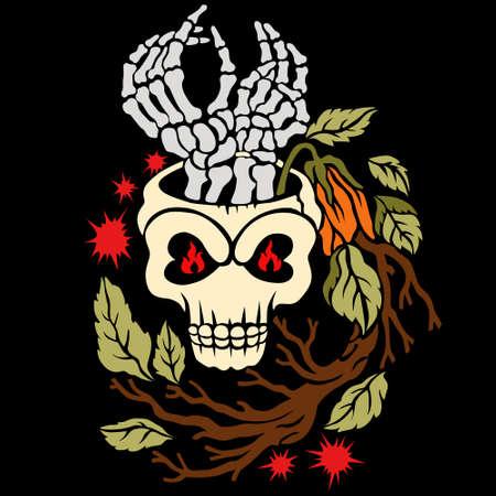 Halloween Skull Vase design, suitable for Laser cut paper. Greeting Card for wood carving, paper cutting. cutout paper design element. Decorative printing such as mugs, shirts, etc.のイラスト素材