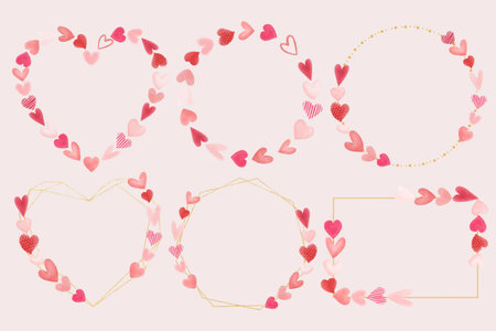 Set of valentines day wreathsのイラスト素材