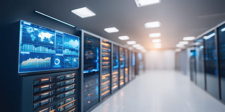 Server room technology data center modern network hardwareの素材