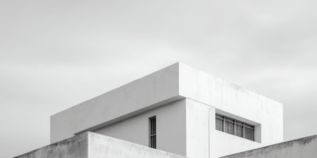 White cubic building minimalist architecture narrow window modernの素材