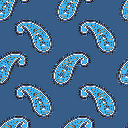 Paisley seamless pattern. Traditional ethnic pattern.  image in blue.のイラスト素材