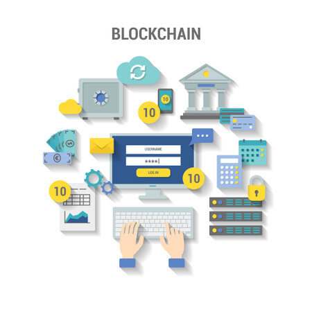 Blockchain concept finance banner with shadowのイラスト素材