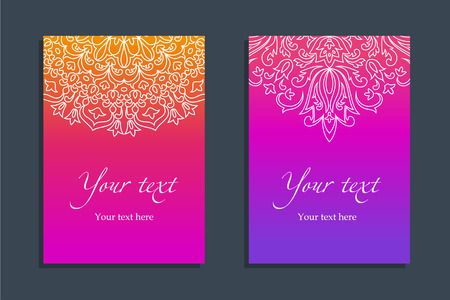 Set Covers with ethnic Round abstract ornamentのイラスト素材