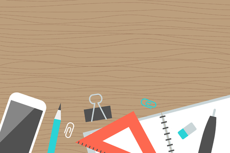 Horizontal banner collection concept office top viewのイラスト素材