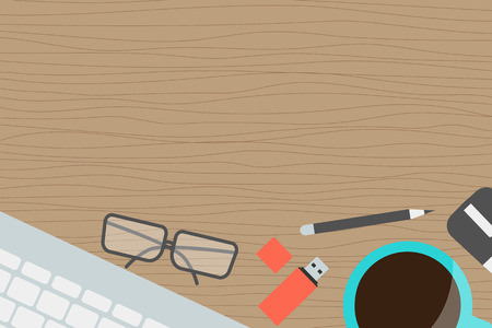 Horizontal banner collection concept office top viewのイラスト素材