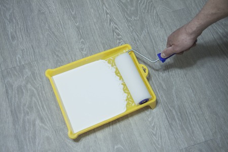 Preparation for priming the plastered surface for further paintingの写真素材