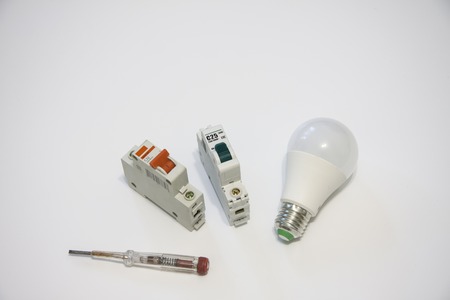 Interior repair . A set of tools for connecting electricity. Isolated.の写真素材