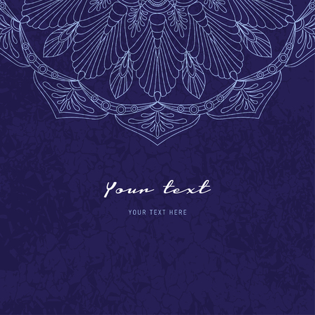 Greeting holiday card with grunge texture and mandalaのイラスト素材