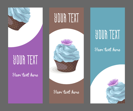 Set of vertical narrow banners with cakeのイラスト素材