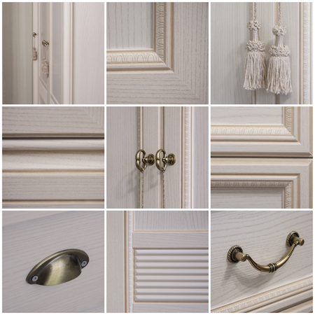 A collage of nine photos. Living room, dining room, bedroom.の写真素材